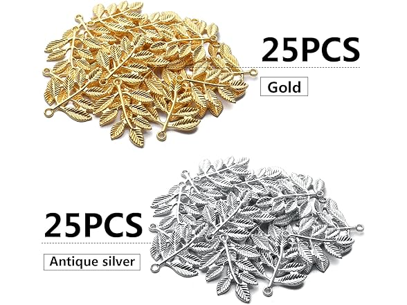 BronaGrand 50pcs Leaf Charm Pendants