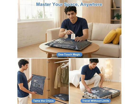 Vacuum Seal Travel Bags w/ Pump 12-Pack