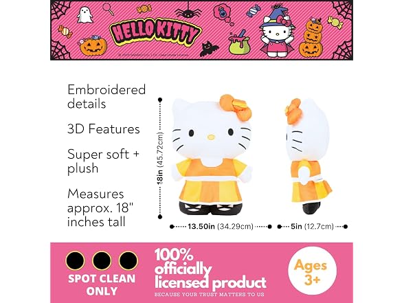 Franco Hello Kitty Halloween Candy Corn Pillow