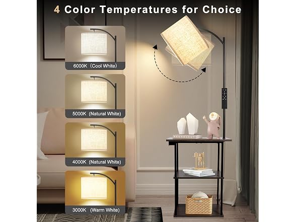 PESRAE Remote Lamp End Table - Rustic