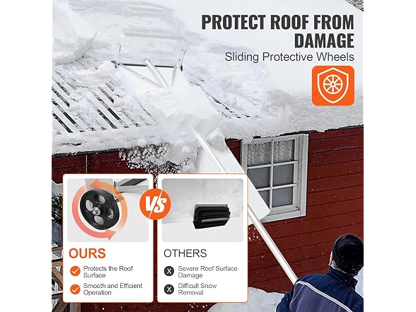 Snow Roof Rake, 30ft Reach Aluminium Roof Shovel