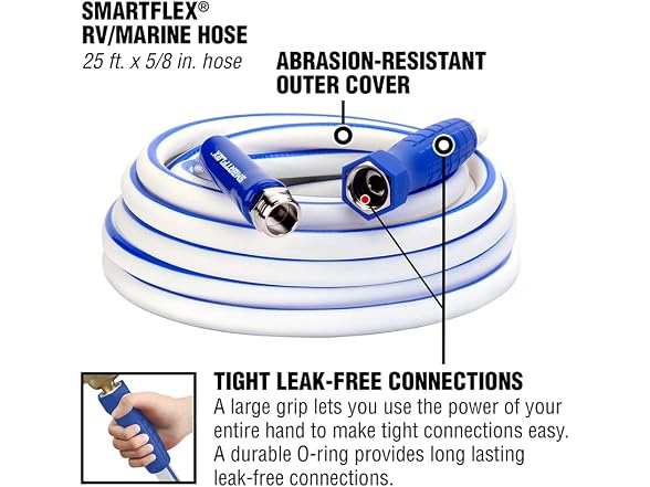 SmartFlex RV Marine Water Hose 5/8x25ft