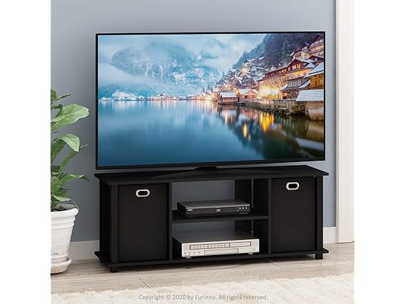 Furinno Econ Entertainment Center, Black/Black
