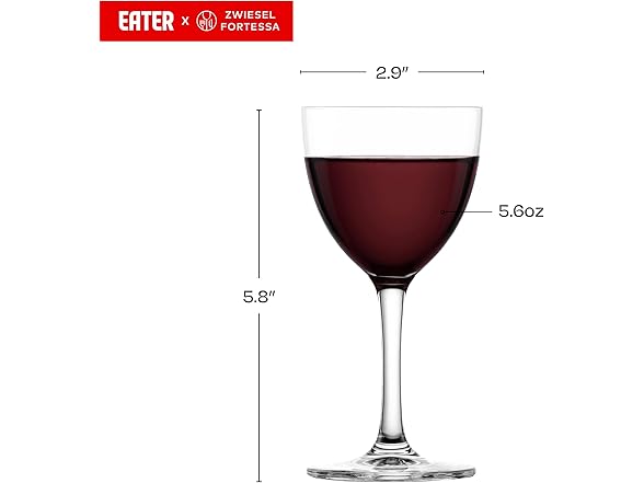 Eater x Zwiesel Fortessa Folly Crystal Glass, 6 Ounce Cocktail (Set of 6), Clear
