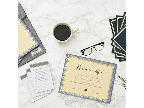 Gartner Studios Blue and Gold Foil Certificate Paper