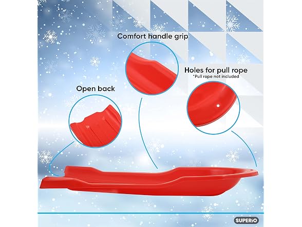 Superio Toboggan Snow Sled for Kids and Adults, 46" Red), 6 Pack