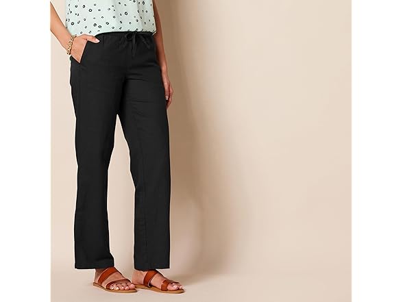 AE Womens Linen Blend Drawstring Wide Leg Pant