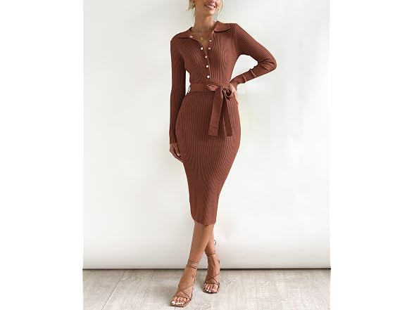 Btfbm Women (M) Long Sleeve Bodycon Sweater Dress