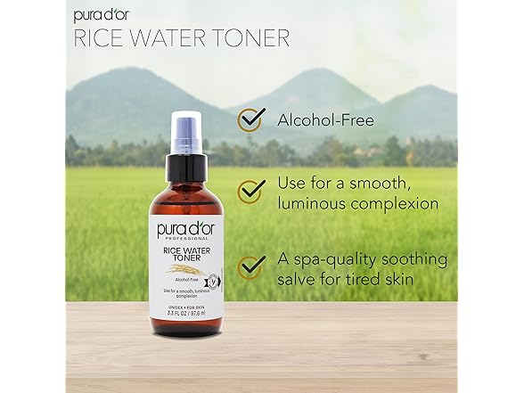 PURA D'OR 3.3 Oz Rice Water Facial Toner
