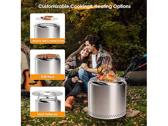 Red Mountain Valley 19'' Portable Wood Burning Smokeless Fire Pit, Silver