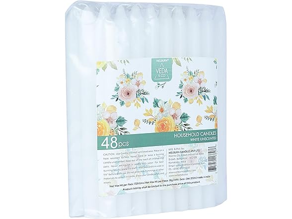 Welburn Veda&Co Church Candles 48Pk