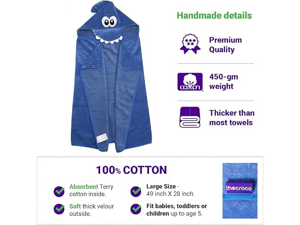 TheCroco Premium Hooded Towel: Ultra