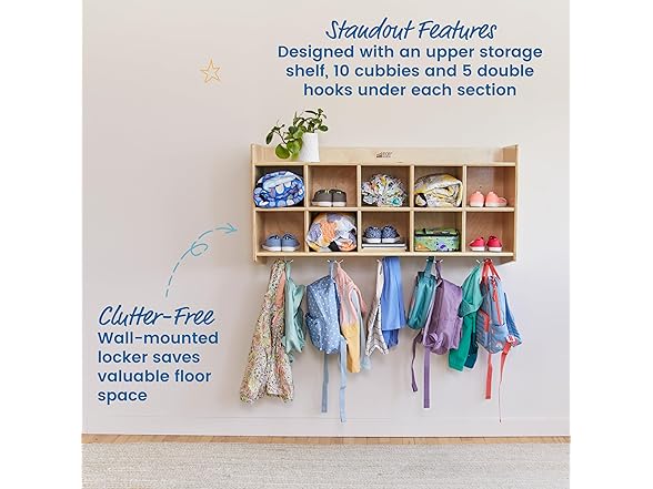 ECR4Kids 10-Section Hanging Coat Locker