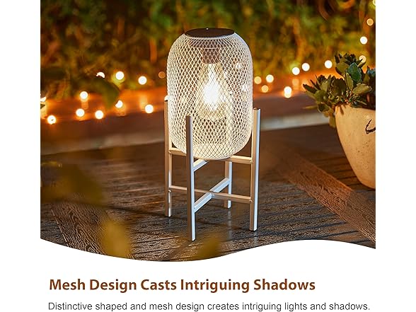Glitzhome Solar Lanterns, White Metal