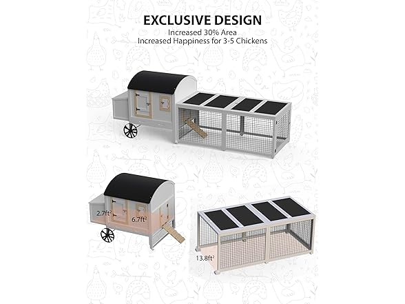 Hipicute Wooden Poultry Cage for 3-5 Chickens, White