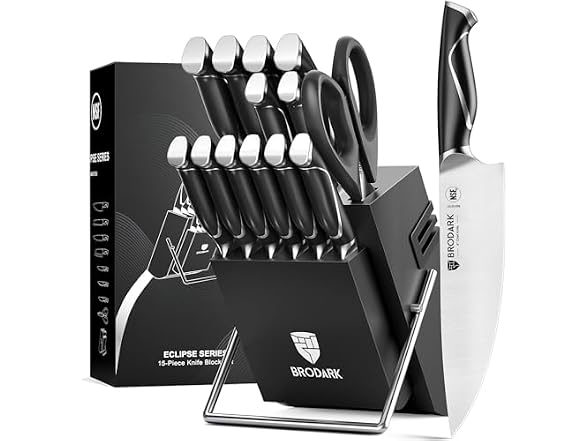 BRODARK 15 Pcs Sharp Knives Set