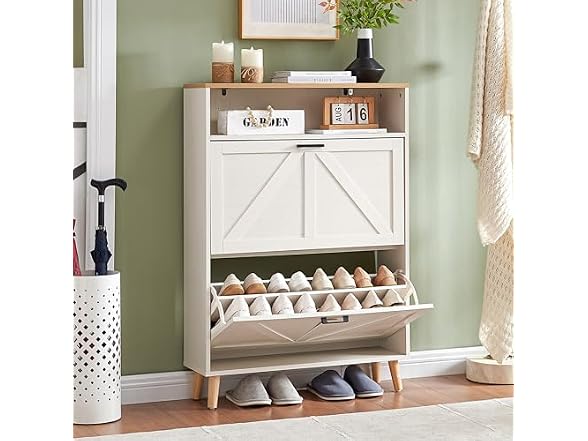 Alaxgumrol Shoe Cabinet 2 Flip Drawers