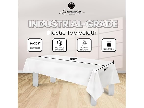 Grandipity 12PK Premium Disposable Plastic Tablecloth
