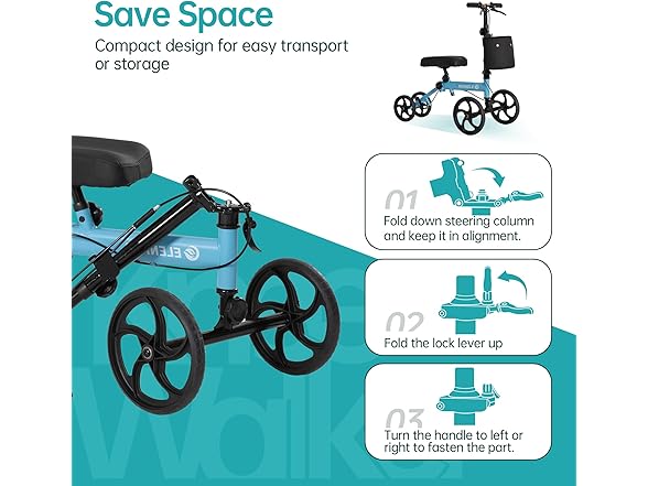 ELENKER Knee Scooter Economy Steerable Knee Walker with 10"  (Open Box)