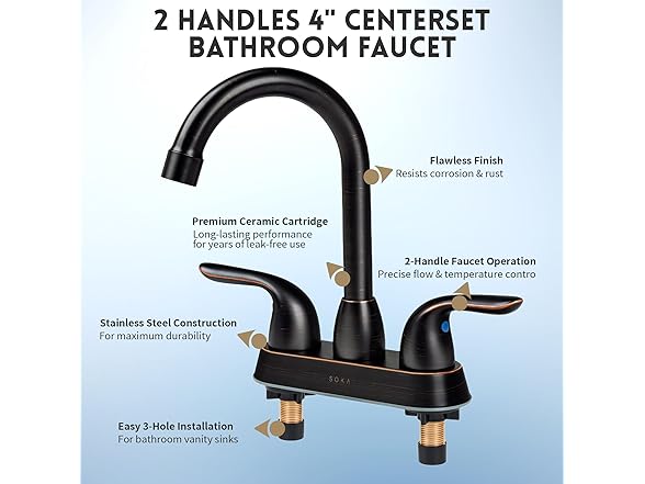 SOKA SOKA Bathroom Sink Faucet Stainless Steel Faucets