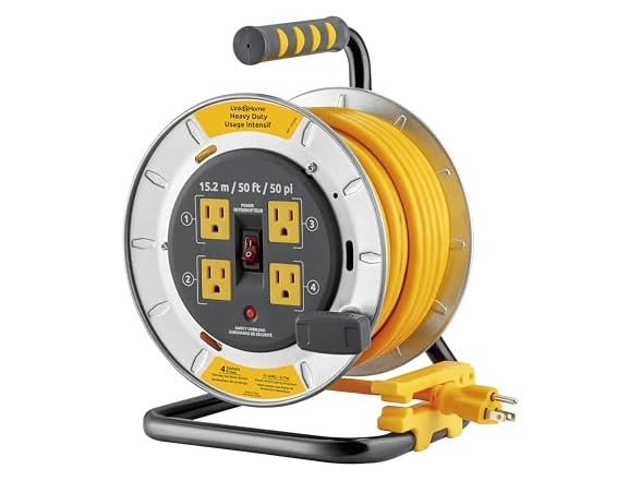Link2Home 50ft 12/3AWG 13A HD Metal Cord Reel