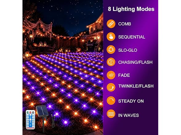Forlivese Solar Halloween Net Lights