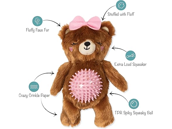 Fringe Studio Plush Squeaky Dog Toy with Spiky TPR Ball