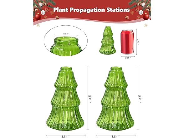 Christmas Tree Glass Terrarium Vases 4pc or 6pc