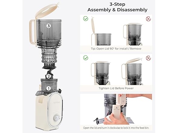 SUSTEAS Whole Fruit Cold Press Juicer