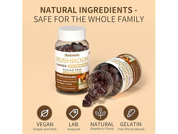 BEIMIC Mushroom Gummies w/Lions Mane, 120ct