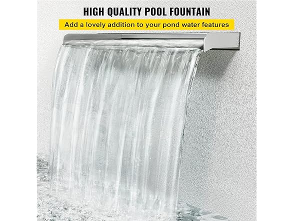 VEVOR Stainless Steel Pool Waterfall Spillway with Pipe Connector