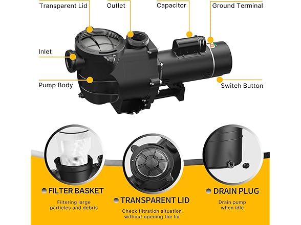 IVY&LANE 2.0hp 230V| J150011E Dual-speed Pool Pump