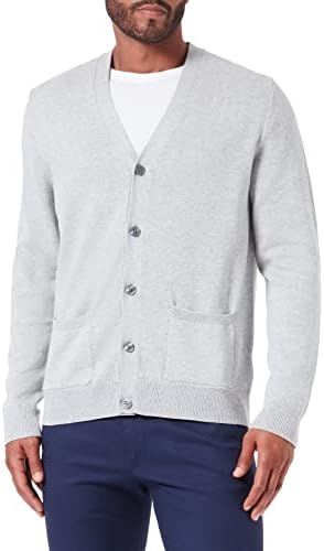 Amazon Essentials Men's Cotton Cardigan Sweater, Light Grey Heather, Small