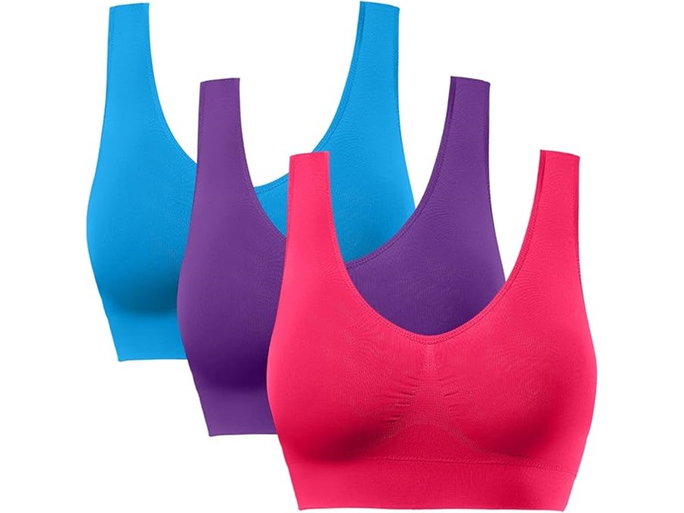 3 Pack Sports Bras With Removable Pads