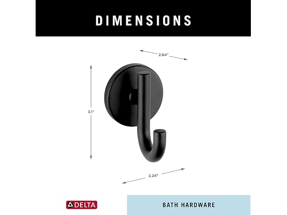 Delta 75935-BL Delta Towel Hook Matte Black