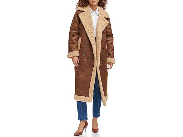 Levis Womens Faux Shearling Long Coat