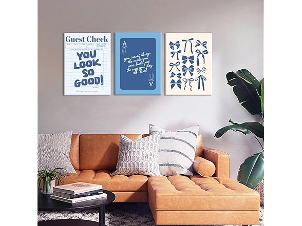 Marllifenney Blue Preppy Wall Art Framed