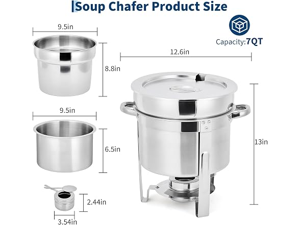 7QT Commercial-Grade Soup Chafer Set of 2