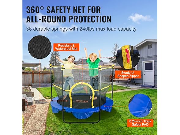 VEVOR 5FT Trampoline for Kids