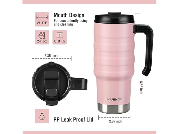 HAUSHOF 24 oz Travel Mug, Insulated