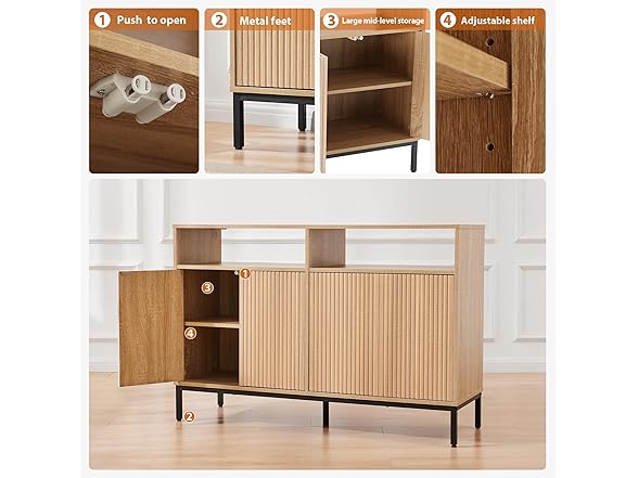 Mericonia Farmhouse Buffet Sideboard Cabinet with Storage