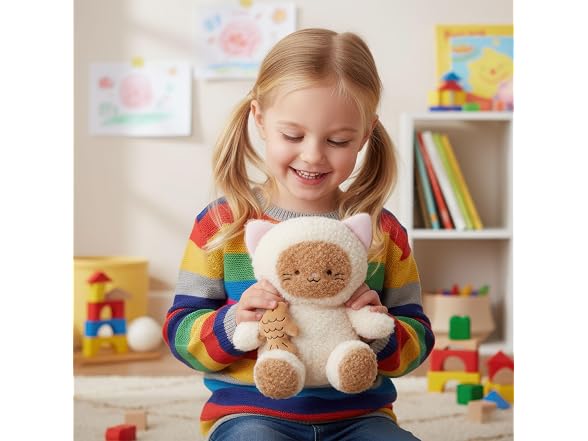 Linzy 10” Cat Stuffed Animal Holding Fries