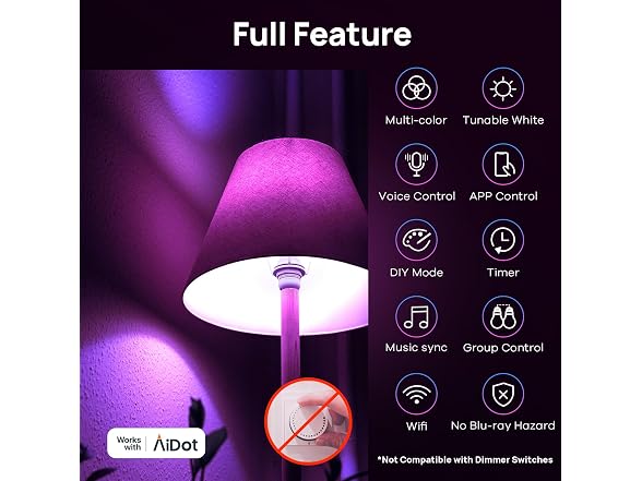 Linkind W0207 Matter Smart Light Bulb A19 RGBTW