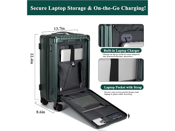 feilario Hardside Carry-On, USB Port