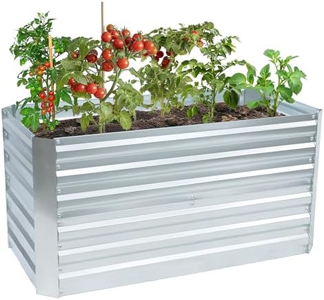 4x2x2ft Steel Garden Bed - Silver