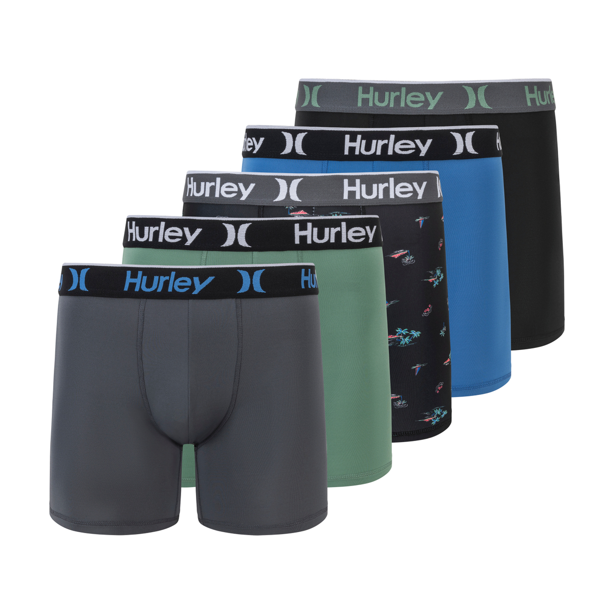 Hurley Men's 5 Pack Printed Boxer Briefs - Gallery 21