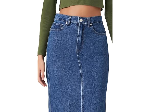 Forever 21 (S) Midi Slit Skirt Medium Denim