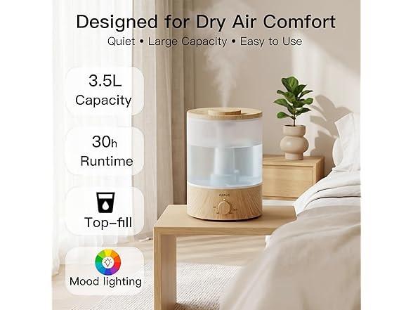 AZEUS 3.5L Ultrasonic Humidifier Night Light