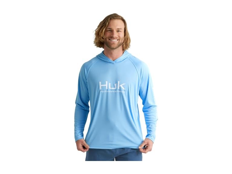 HUK Men's Standard Pursuit Vented Long Sleeve Hoodie, Fishing Shirt with Hood