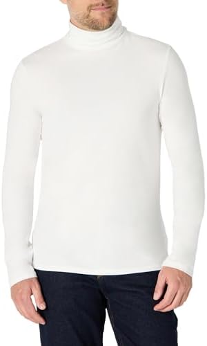 Amazon Essentials Men's Slim Fit Turtleneck Shirts, White, Medium